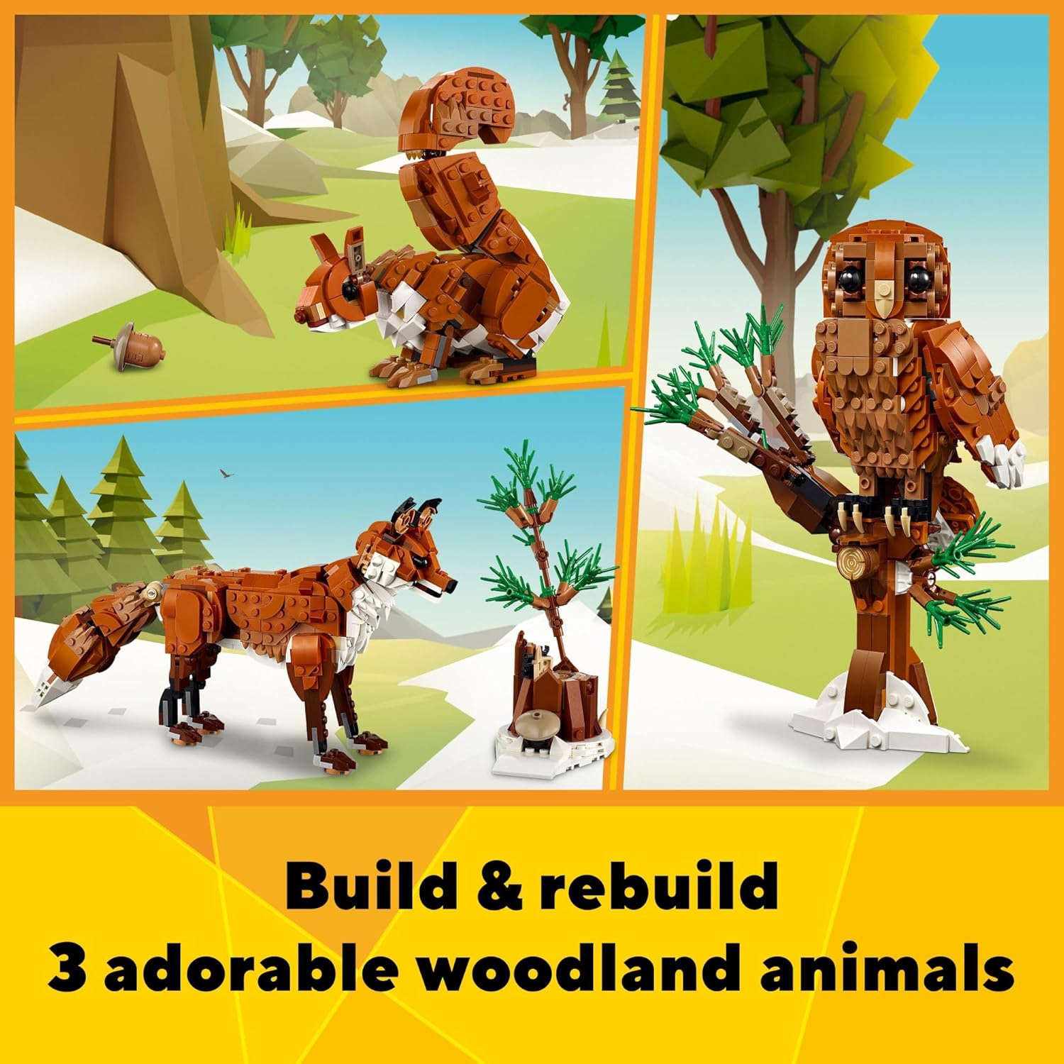 LEGO Creator 3 in 1 Forest Animals Red Fox Toys - Building Toys for Kids, Boys & Girls, Ages... image