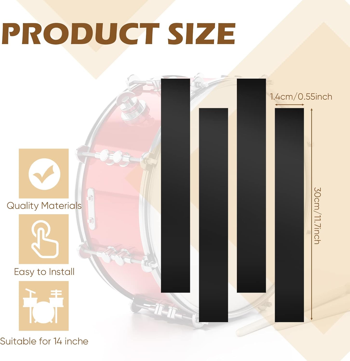 LEIFIDE 4 Pcs Polyester Film Snare Straps Black Wire Snare Drum Strip Wire Trapping Kit Wire... image