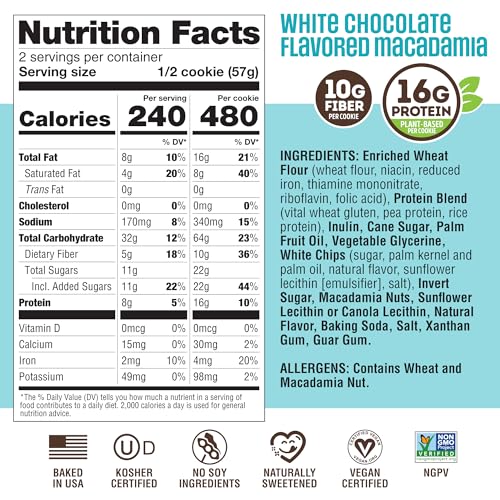 Lenny & Larry's Protein Cookie, White Chocolate Macadamia – High Protein Snacks with 16g... image