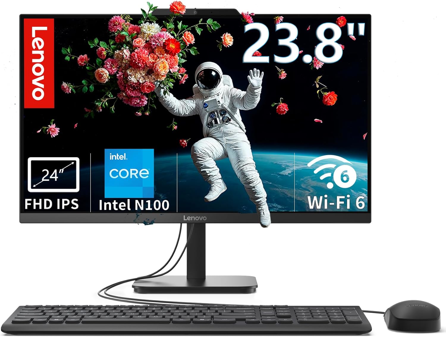 Lenovo IdeaCentre 24 All-in-One Desktop, 23.8" FHD IPS Display, Intel N100 Processor, 16GB...