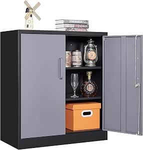 Letaya Metal Storage Cabinets with Lock Door and Shelves, Steel Garage Tool Cabinets for...