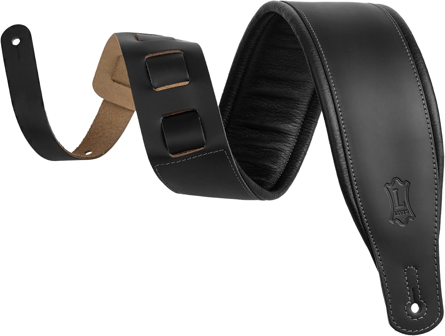 Levy's Leathers 3" Wide Amped Leather Series Guitar Strap with Foam Padding and Garment...