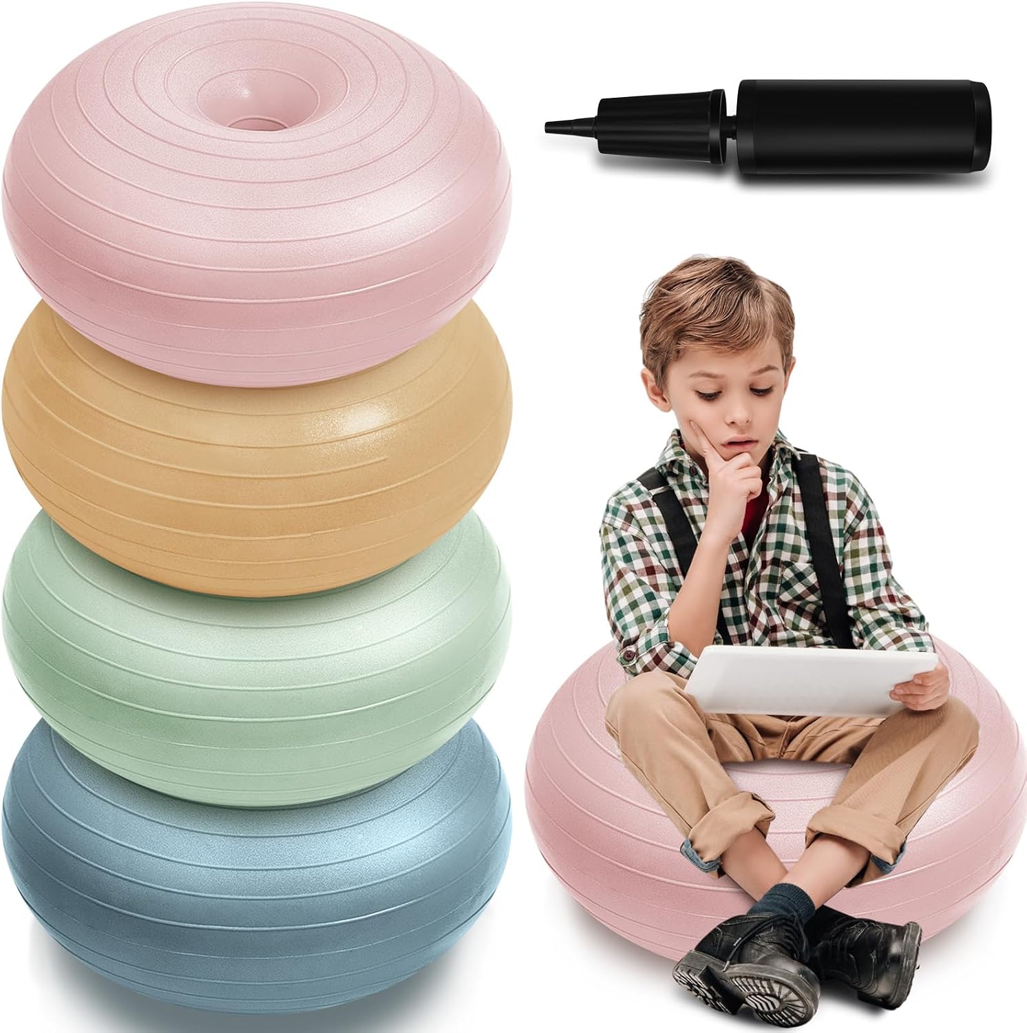 Lewtemi 4 Pcs Flexible Seating for Classroom Elementary 20 Inch Yoga Ball Chair Inflatable...