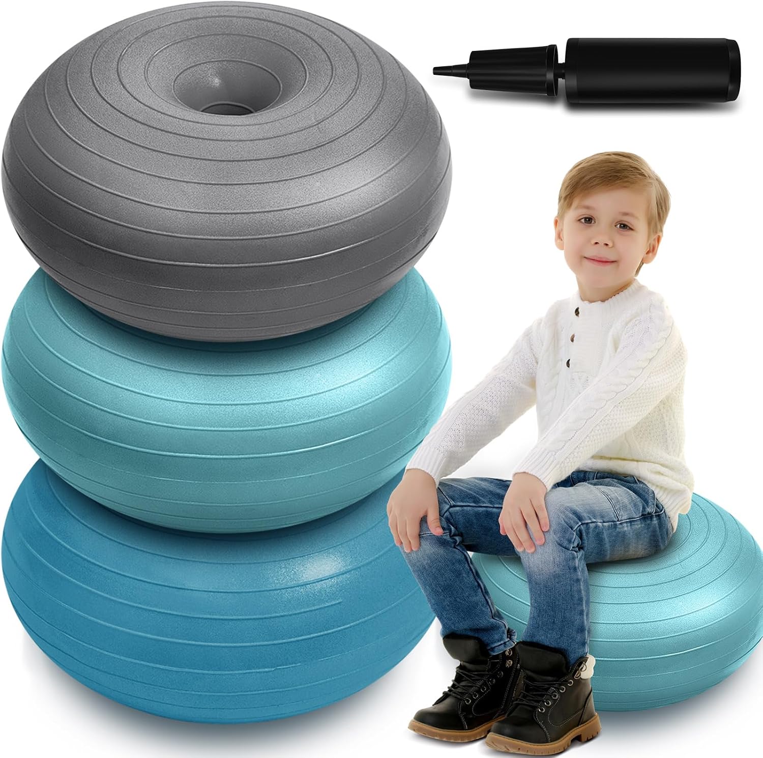 Lewtemi Flexible Seating for Classroom 20 Inch Inflatable Yoga Ball Chair Large Donut...