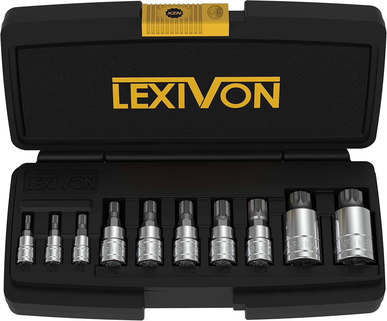 LEXIVON XZN Triple Square Spline Bit Socket Set, Premium S2 Alloy Steel | 10-Piece European...