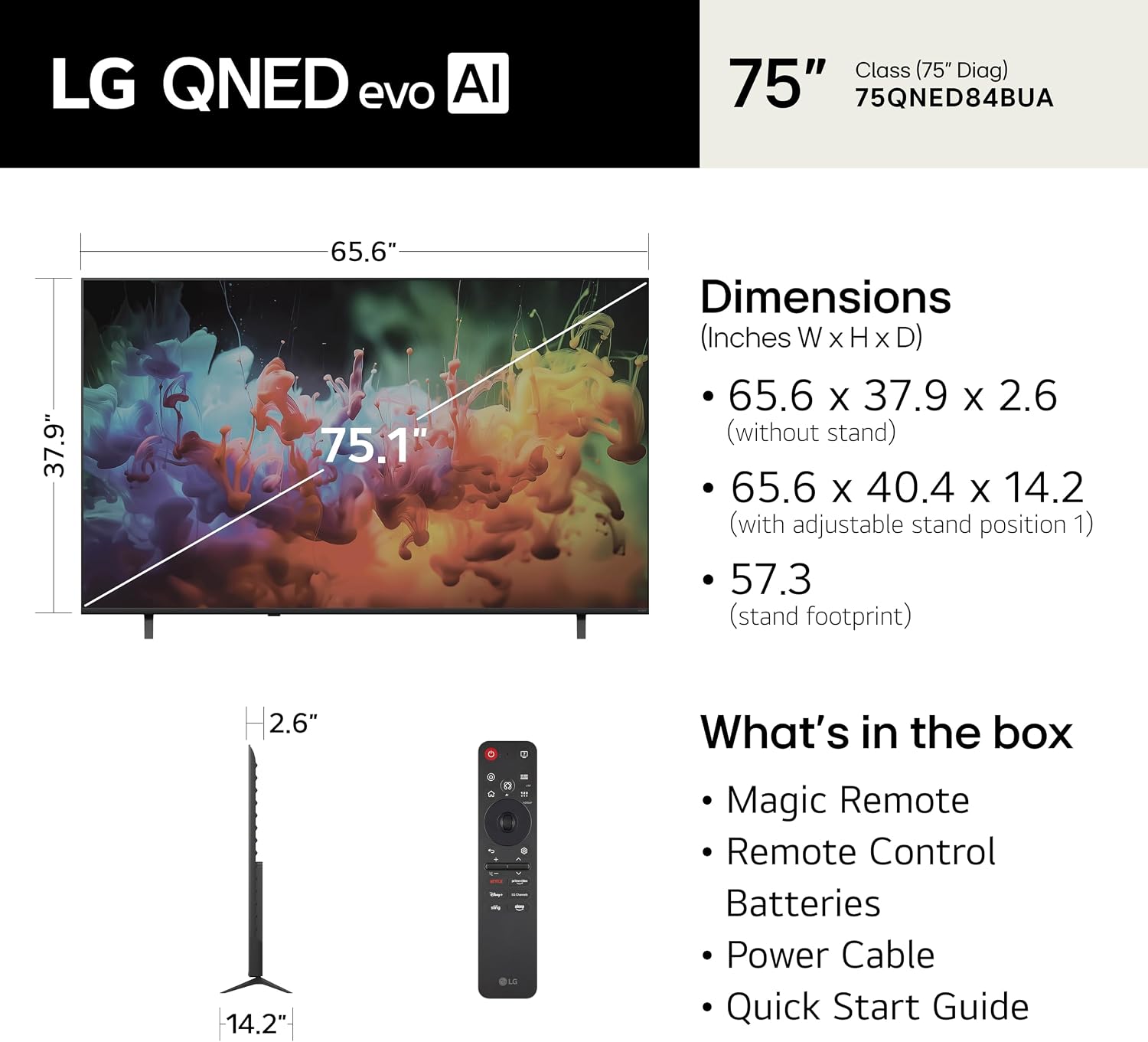 LG 75-Inch Class QNED evo AI QNED84B Series Mini LED 4K Smart TV w/HDR10, AI Super Upscaling... image