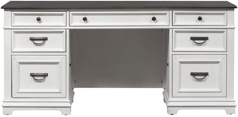 Liberty Furniture Allyson Park Home Office Credenza Desk with 2 Locking File Drawers...