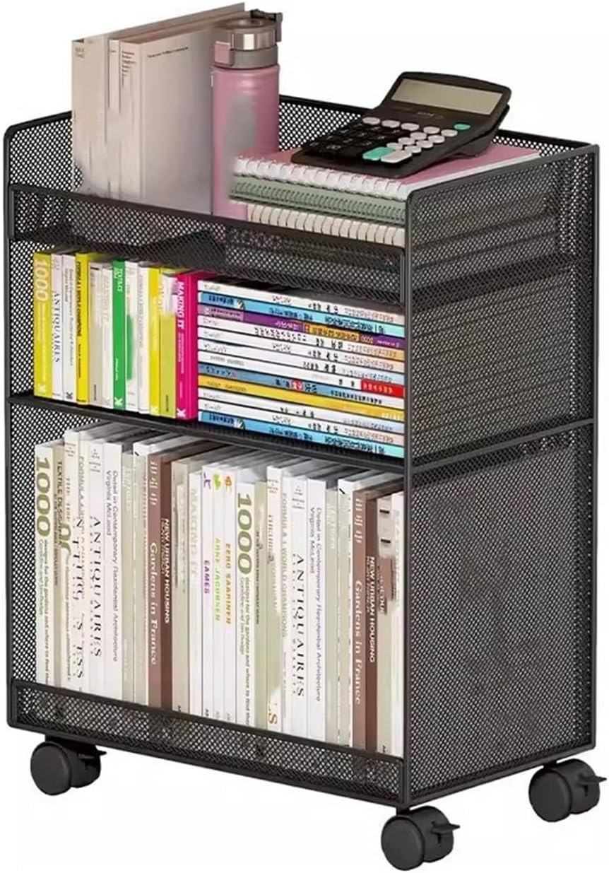 Library Trolley Removable Wheeled Bookshelf Under The Desk Small Next to The Cart Books By...