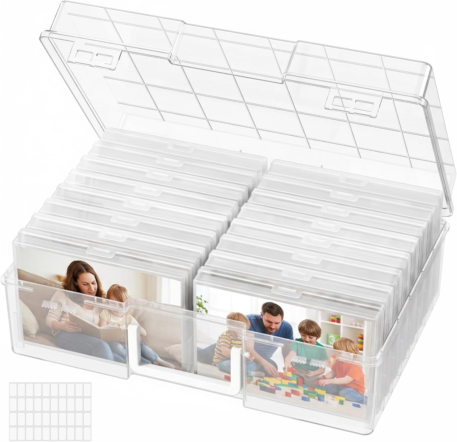 Lifewit 16 Pcs Photo Storage Box, Photo Albums 4x6 Pictures, Acid-Free Stackable Case with...