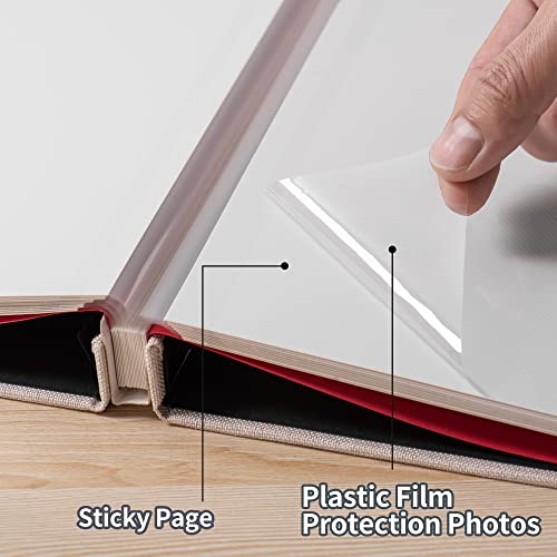 Light Beige Photo Album Self Adhesive Scrapbook Album for 4×6 Photos/Pictures DIY Linen... image
