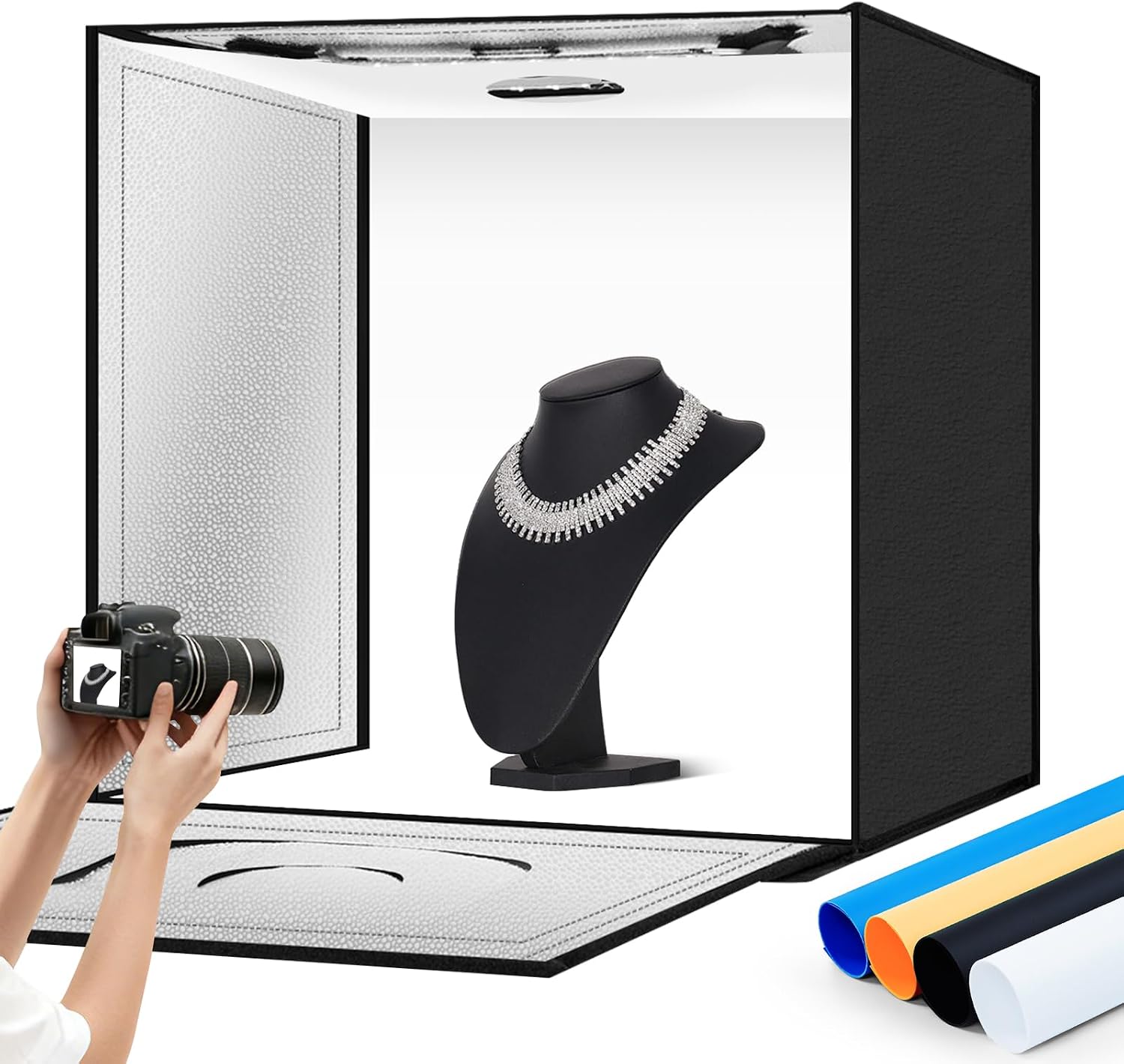 Light Box Photography 24"x24" with 120LED Lights and 4 Color Backdrops Photo Box with...