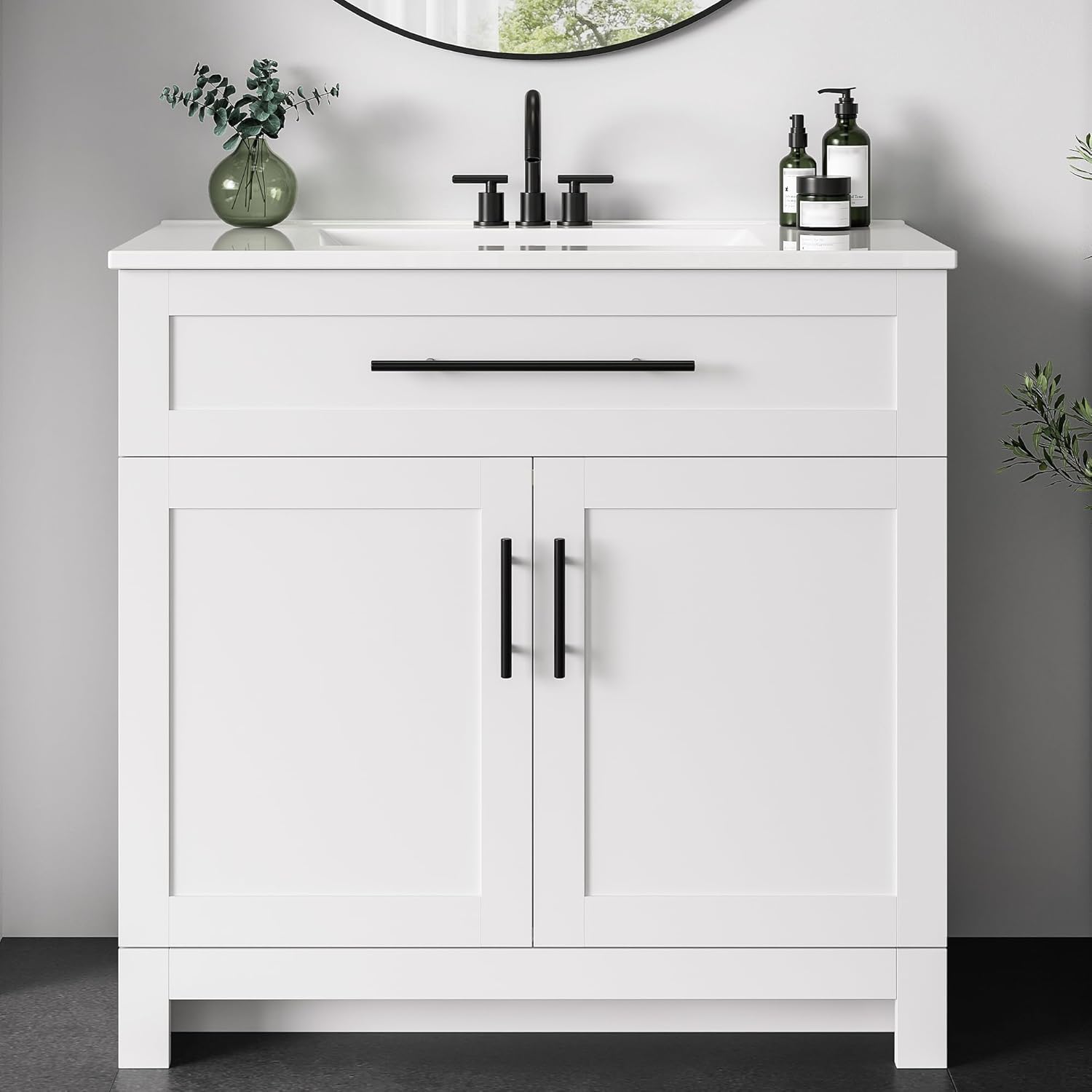 LIKIMIO 36" Bathroom Vanity with Sink, Freestanding Bathroom Vanity with 2 Soft-Close Doors...