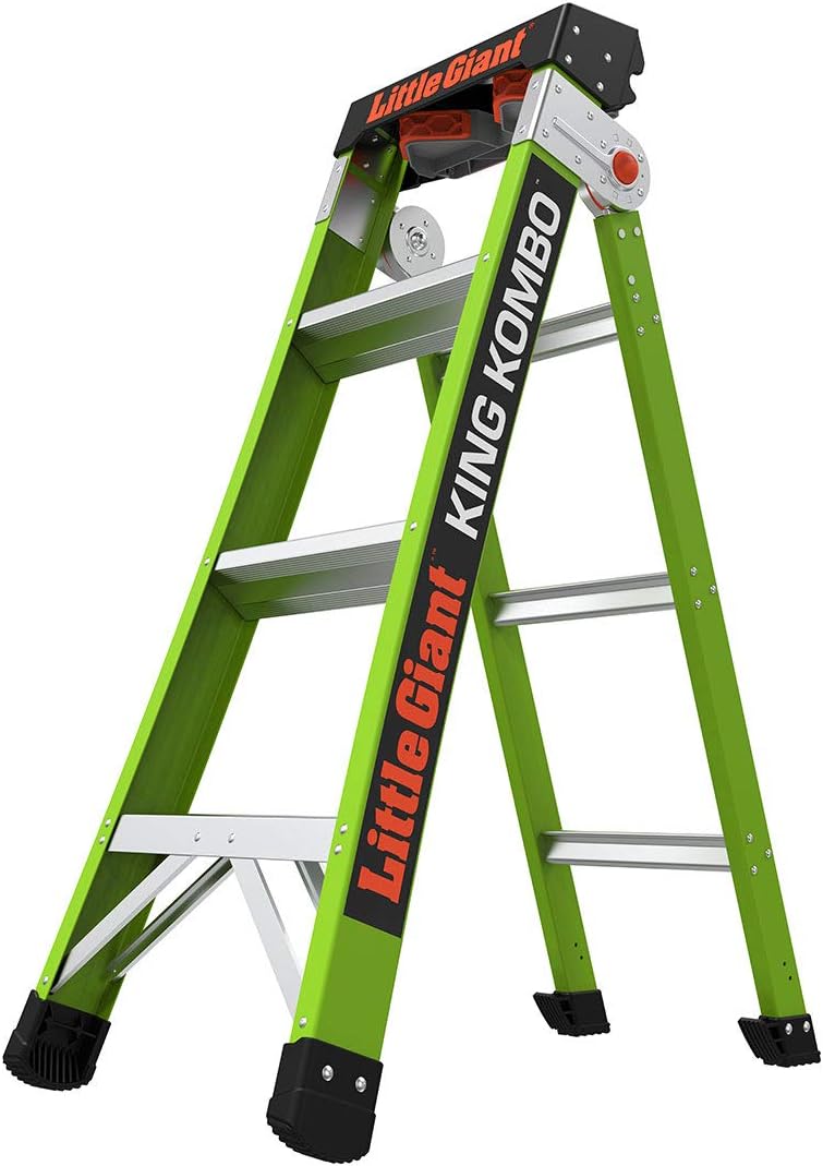 Little Giant Ladders, King Kombo, Professional, 4 ft. A Frame, 7 Ft. Extension, Fiberglass...