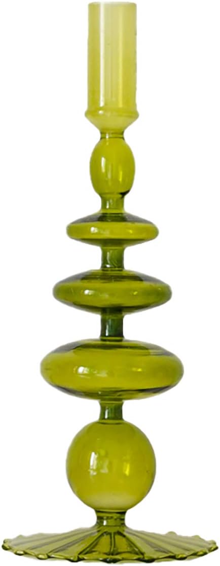 LKXHarleya Glass Candlesticks Holders, Retro Glass Candle Holder for Taper Candle Table...