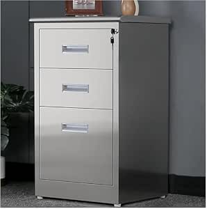 Lockable Stainless Steel File Cabinet - Mobile Under Desk Storage for Home Office, Garage...