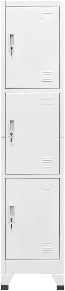 Locker Cabinet for Entryway, 15" x 17.7" x 70.9", Gray Steel Storage with 3 Lockable Doors... image