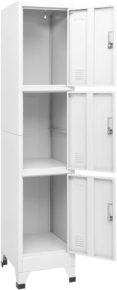 Locker Cabinet for Entryway, 15" x 17.7" x 70.9", Gray Steel Storage with 3 Lockable Doors... image