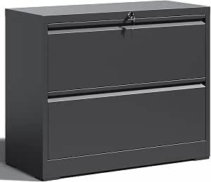 Locking File Cabinet with 2 Drawer Heavy Duty Large Metal Filing Cabinets Home Office Black... image
