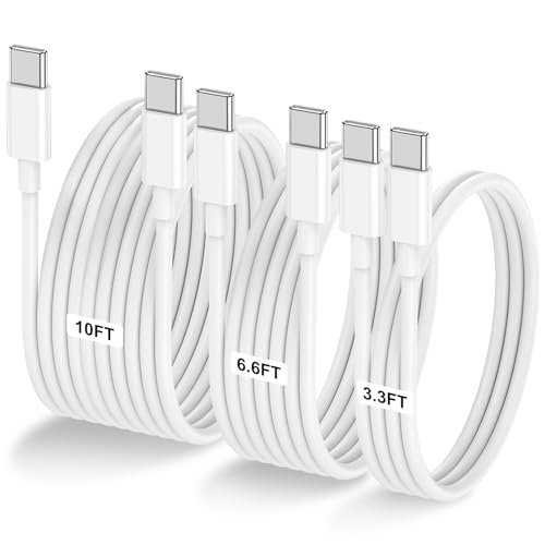 LOFPYE 3-Pack [3.3FT+6.6FT+10FT] 60W USB C to USB C Cable, Type C to Type C Cable,Fast...