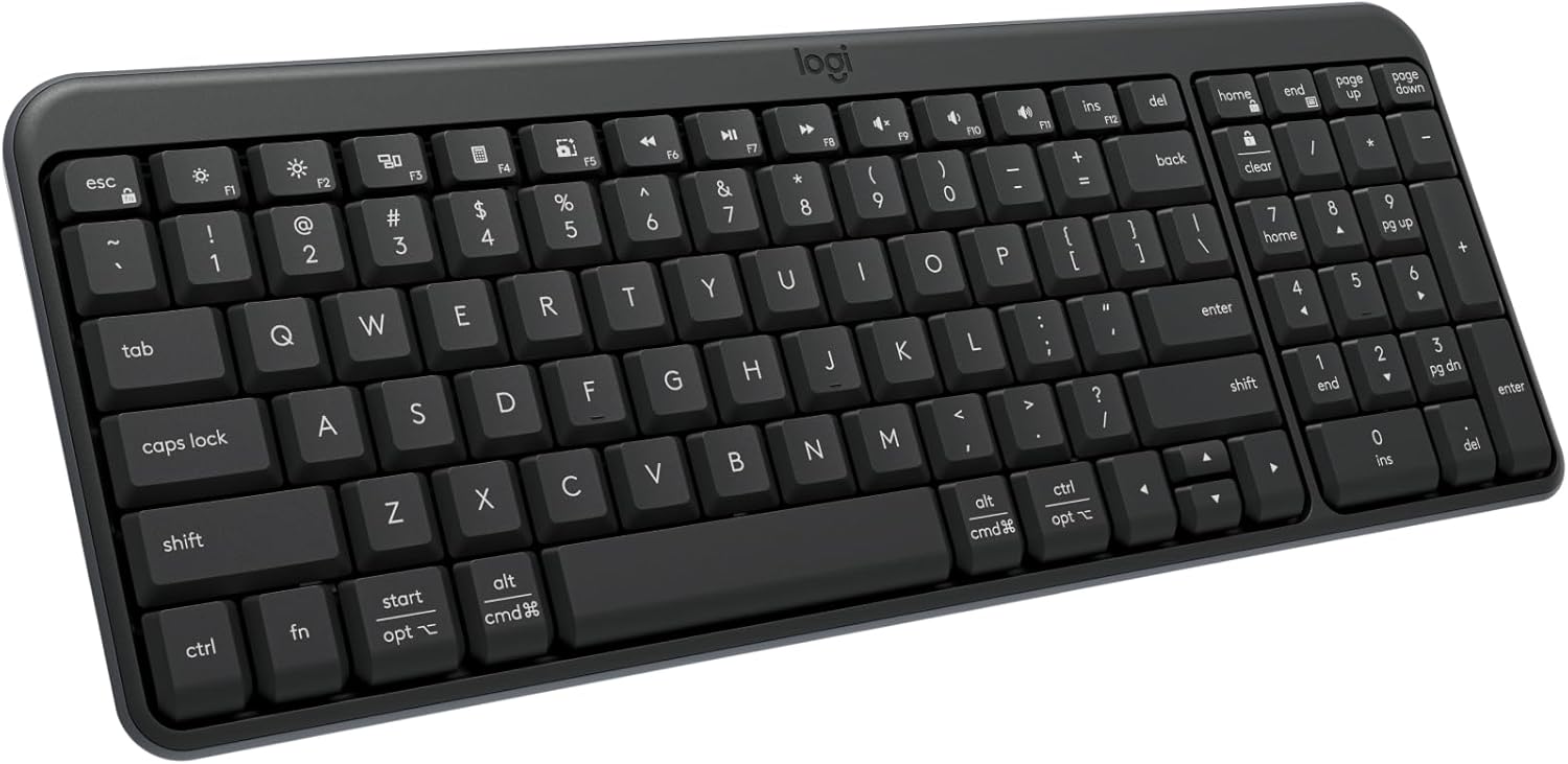 Logitech K250 Bluetooth Keyboard with Numpad, Easy Connectivity, Compact Wireless Keyboard...