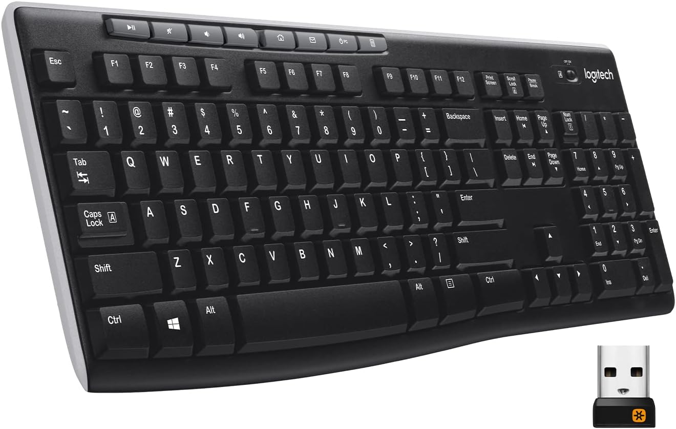 Logitech K270 Wireless Keyboard for Windows, 2.4 GHz Wireless, Full-Size, Number Pad, 8...