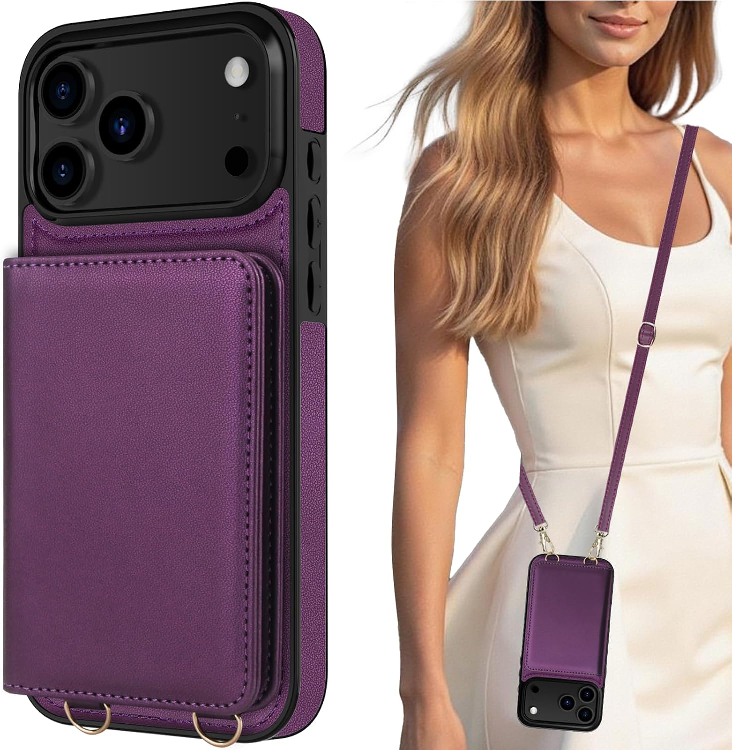 LOHASIC for iPhone 17 Pro Case Wallet with Detachable Crossbody Strap & Wrist Lanyard, RFID...