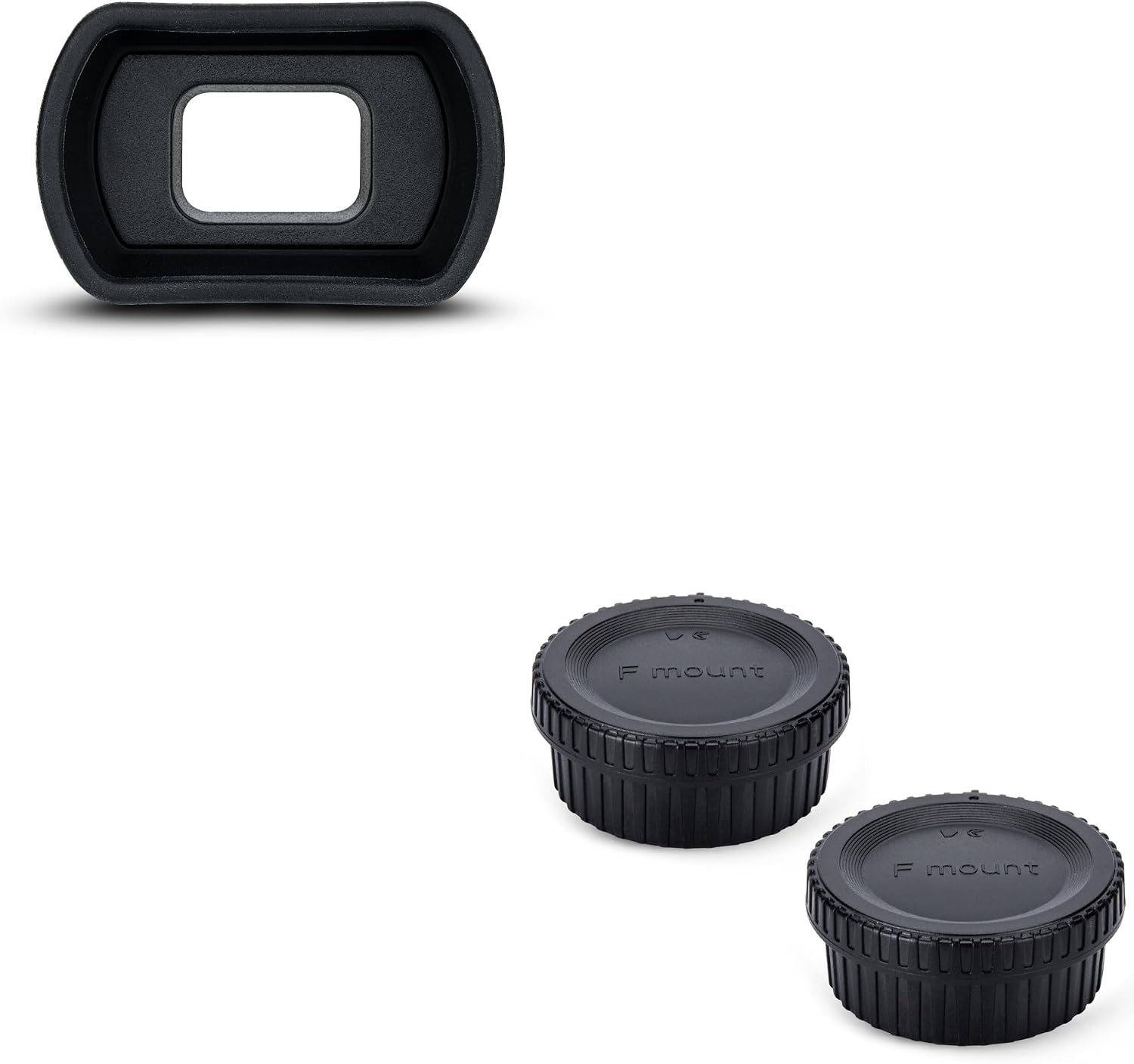 Long Soft Eyecup Eyepiece Viewfinder Cover & F Mount Body Cap Rear Lens Cover for Nikon D750...