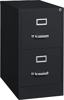 Lorell Fortress 2-Drawer Vertical File Cabinet with Lock, 15" x 25" x 28.4", Black
