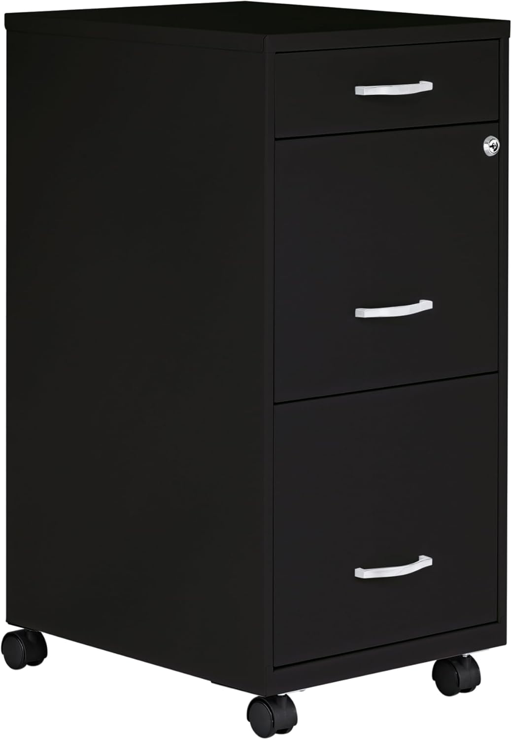 Lorell NuSparc Mobile 3 Drawer Locking Filing Cabinet | Pre-Assembled Steel Construction |...