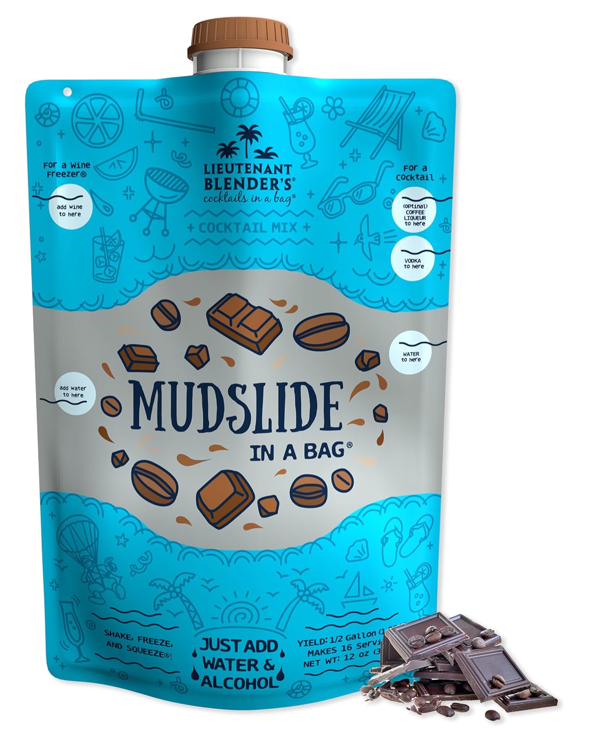 Lt. Blender's Mudslide Cocktail Mix - All Natural Creamy Rich Chocolate Coffee Blend, Easy...