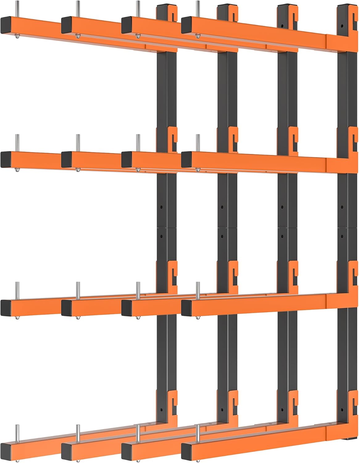 Lumber Storage Rack, Snap-Fit Connection Lumber Rack Wall Mount, Heavy Duty Metal 8 Level-32...