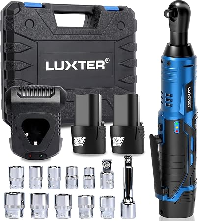 LUXTER Cordless Electric Ratchet Wrench Set, 3/8", 45Ft-lbs High Torque, 12V Compact Power... image