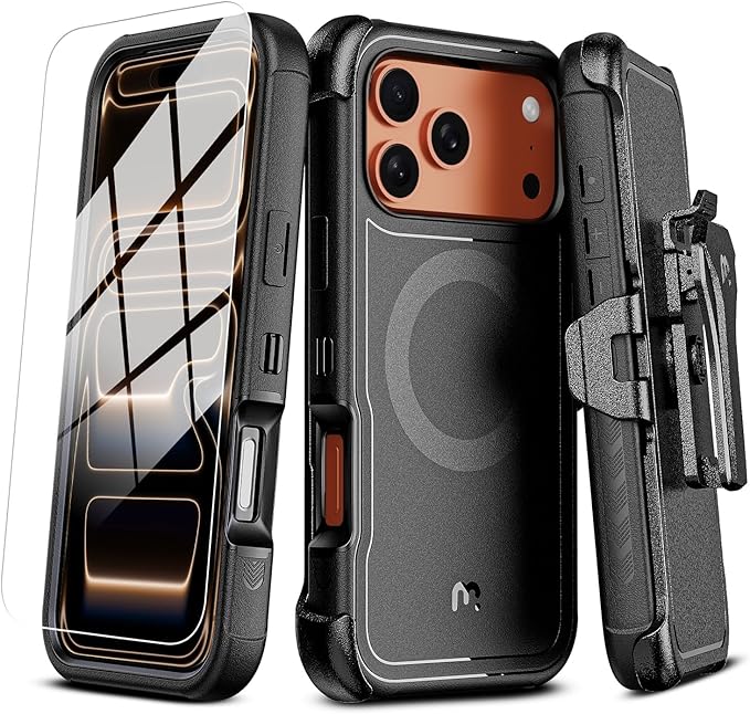 M MYBAT PRO For iPhone 17 Pro Max Case with Belt Clip Holster, Maverick Series 17 Pro Max...