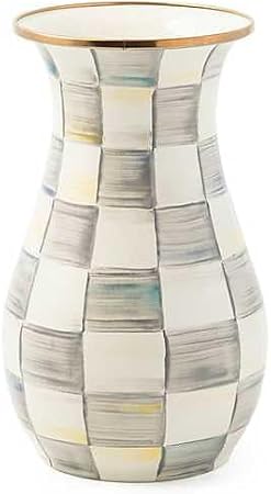 MACKENZIE-CHILDS Tall Enamel Vase, Unique Flower-Vase Decor for Living Room, Gray-and-White... image