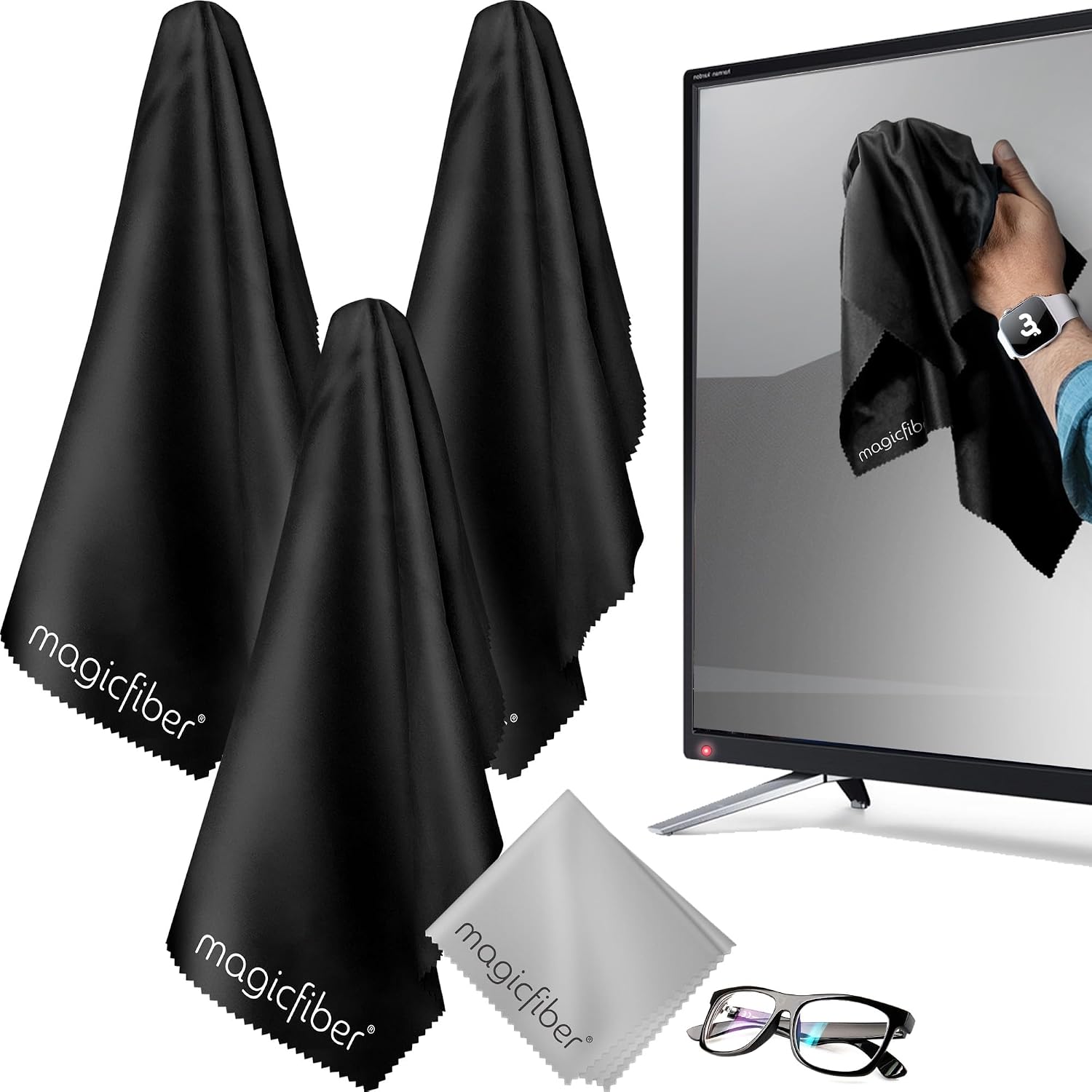 MagicFiber Extra Large Microfiber Cleaning Cloth - Premium Cloth for TV Screens, Windows...