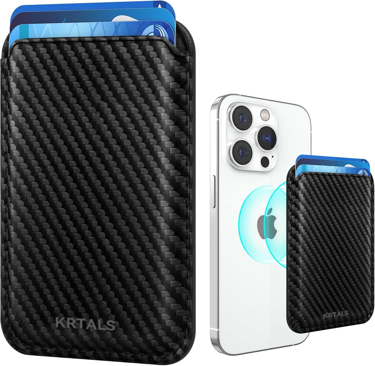 Magnetic Cell Phone Card Holder for Phone Case with Mag Safe, Stronger Magnetic RFID Leather...