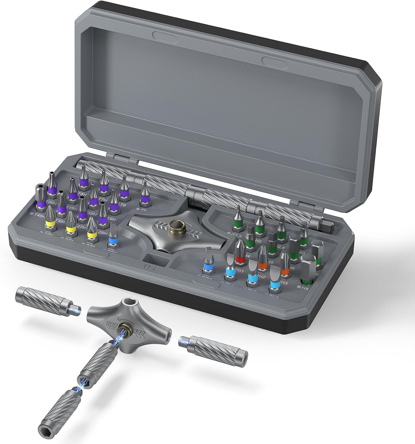 Magnetic Ratchet Screwdriver Set with 4 Handles,34 in 1 Magnetic Screwdriver Set and Multi...