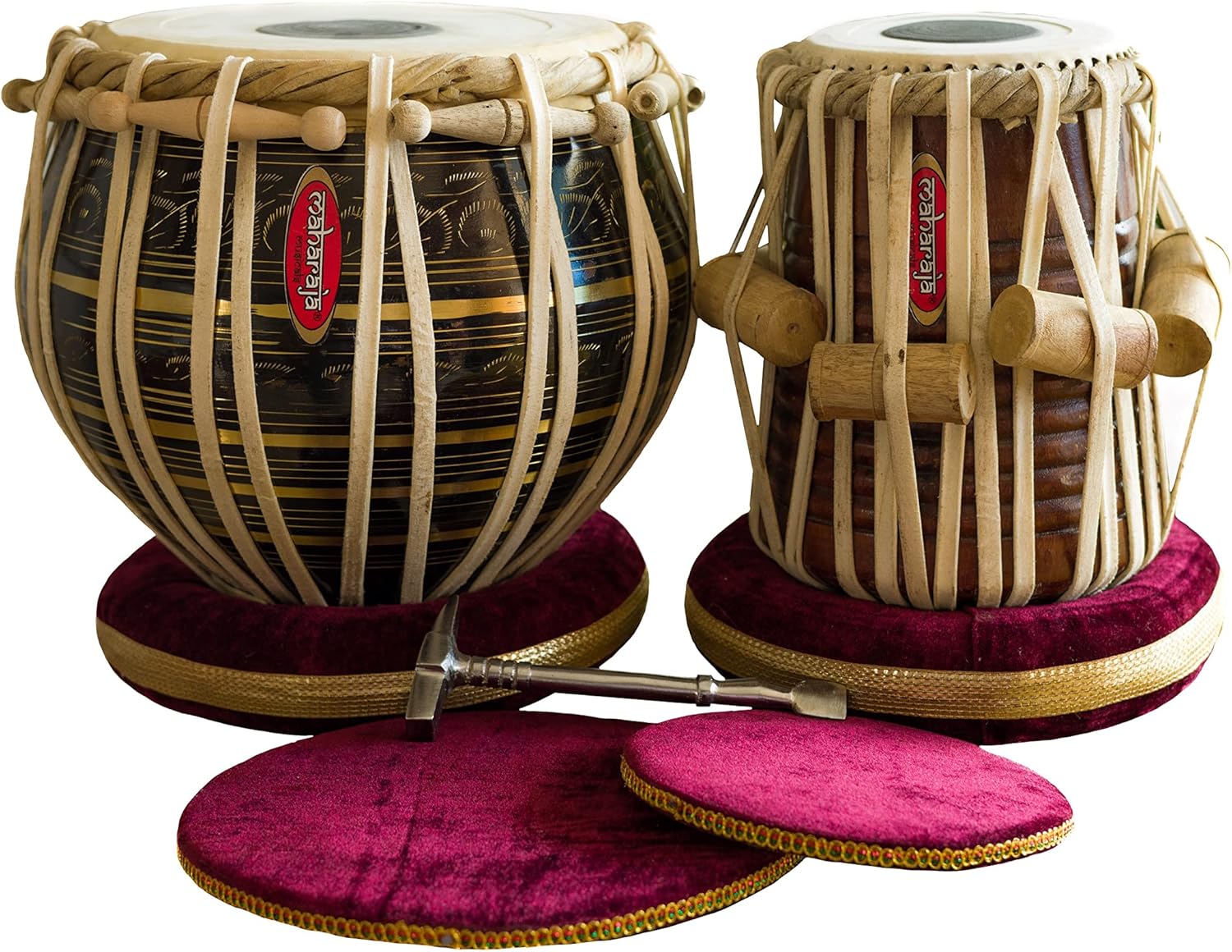 Maharaja Musicals Tabla Set, 3KG Black Brass Bayan, Finest Sheesham Dayan, Bag, Hammer...