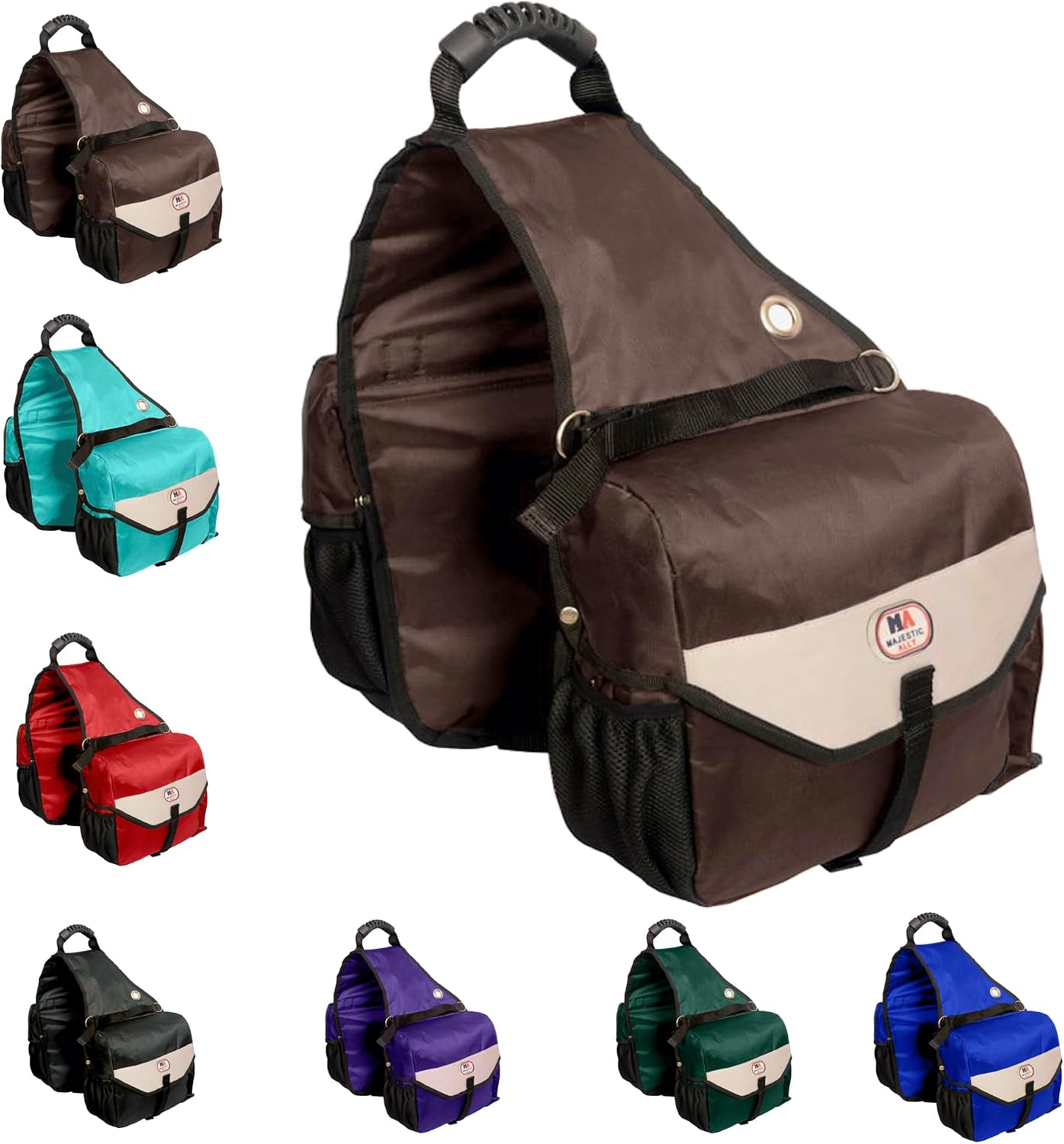 Majestic Ally Horse Saddle Bag - Nylon Insulated Leakproof Cooler, Reflective Padded with...
