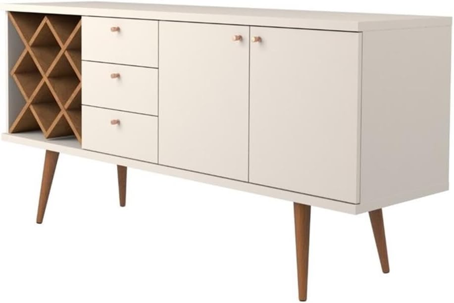 Manhattan Comfort Utopia Sideboard Buffet Stand, Off Off White and Maple Cream