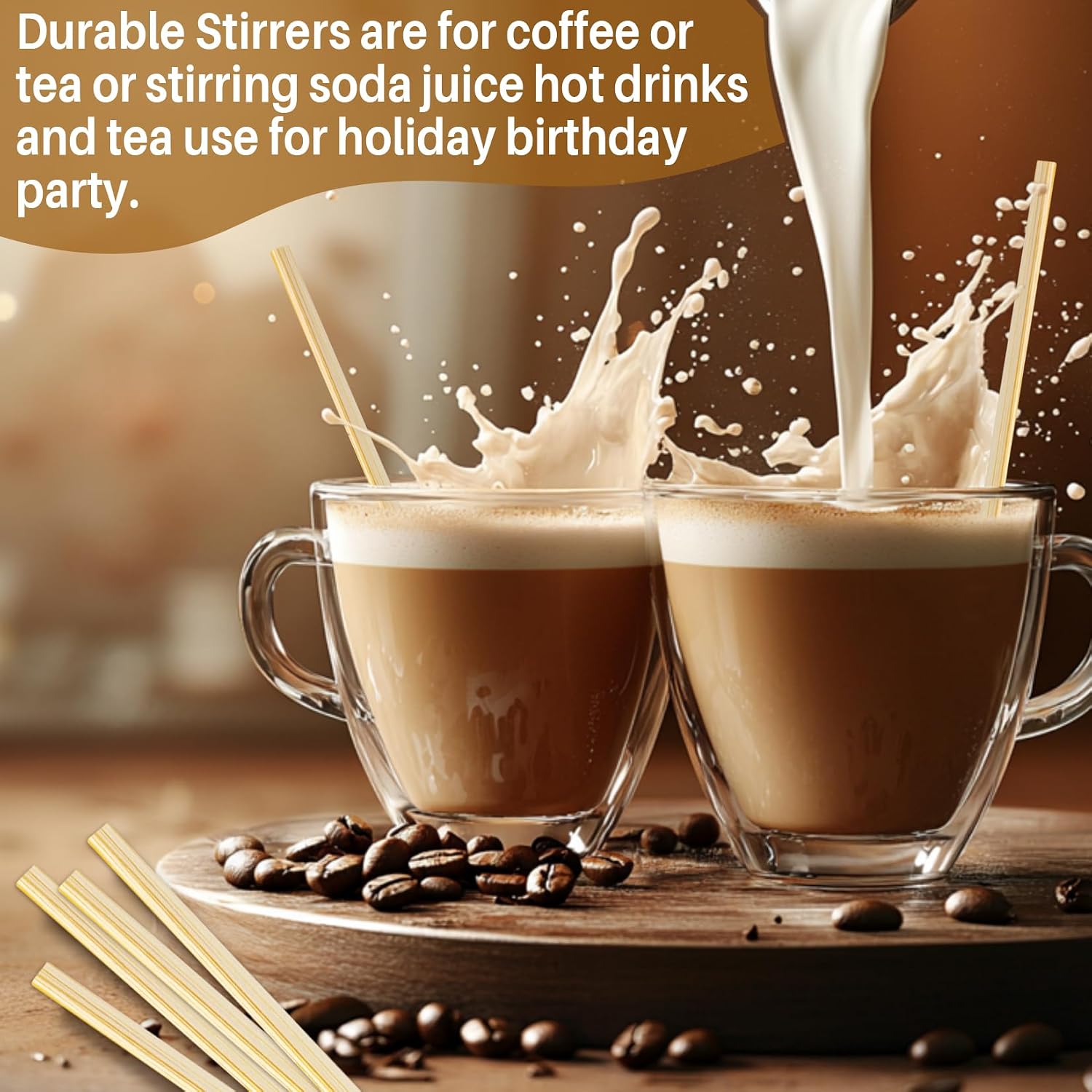 MAQIHAN 1000pcs Sip Stirrers - Bamboo Coffee Stir Sticks Disposable Hot Drink Beverage... image
