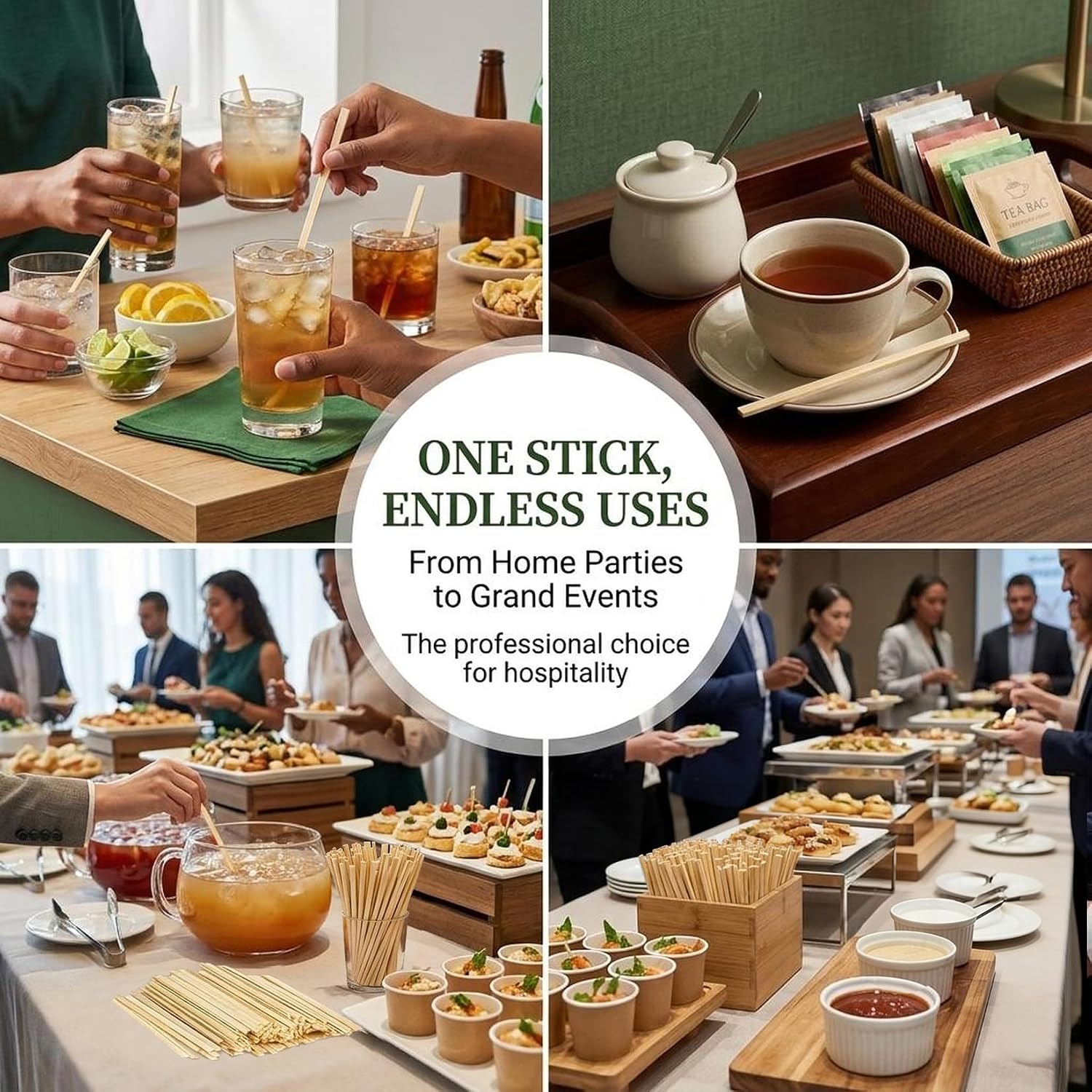 MAQIHAN 1000pcs Sip Stirrers - Bamboo Coffee Stir Sticks Disposable Hot Drink Beverage... image