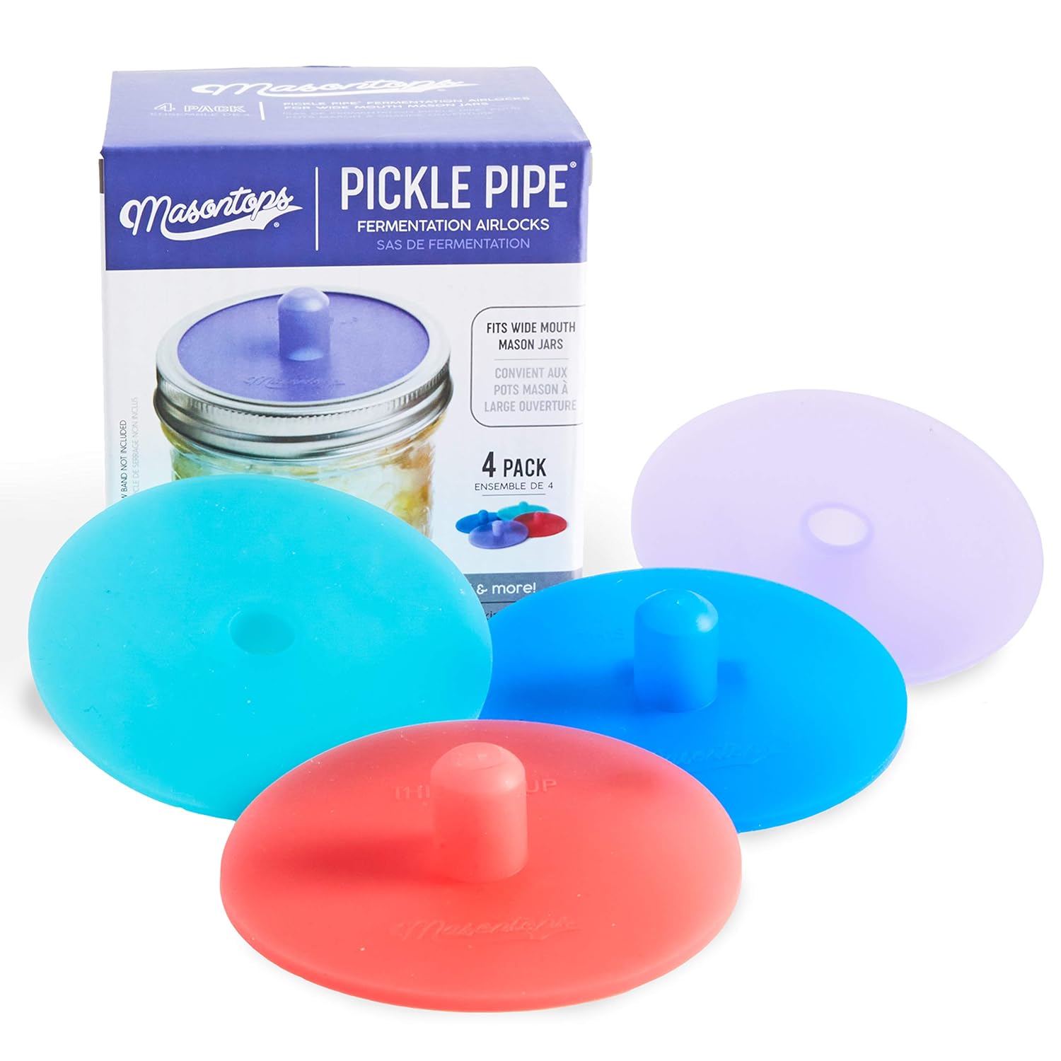 Masontops Pickle Pipes - Airlock Fermentation Lids - Fermentation Kit For Wide Mouth Mason...