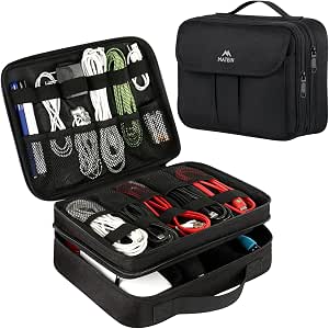 MATEIN Electronics Organizer, Waterproof Travel Electronic Case, Portable Double Layer Cable...