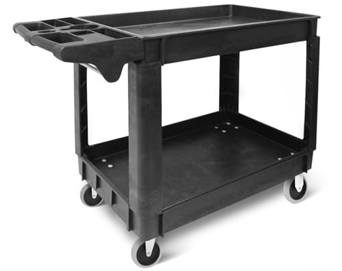 MaxWorks 50993 500-lb Utility Service PP Cart with Two Trays and Wheels 40 inch x 17 inch...