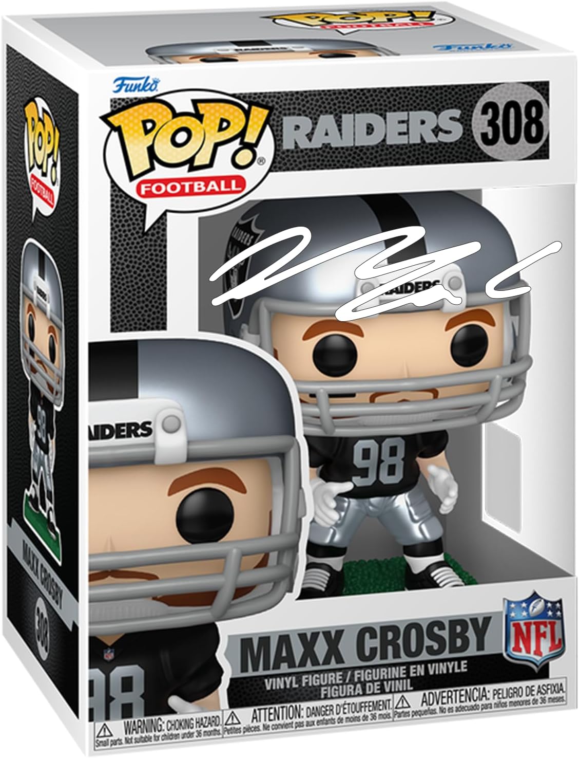Maxx Crosby #308 Facsimile Signed Reprint Laser Autographed Funko POP! Football Oakland Las...