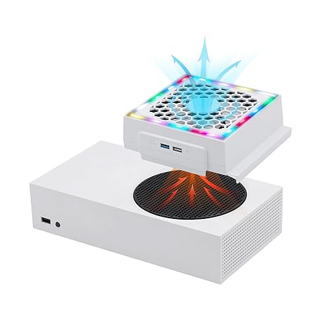 Mcbazel Cooling Fan for Xbox Series S, RGB LED Display, Low Noise, 2 Extra USB Ports, 3...