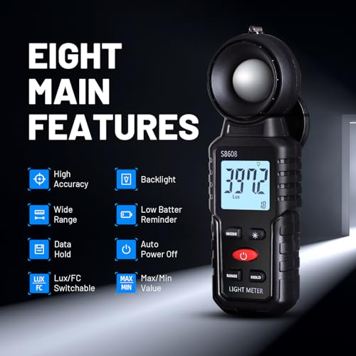Mcbazel Digital Illuminance Light Meter, Photometer Light Intensity Sense Tester with LCD... image