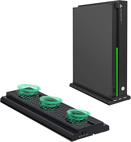 Mcbazel Vertical Cooling Stand for Xbox One X, Cooling Fan Stand with 3 USB Ports and Light...