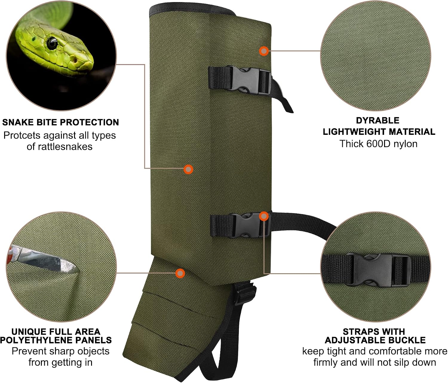 MDSTOP Snake Gaiters Leg Guards, Waterproof Snake Guards, Adjustable Snake Bite Protection...